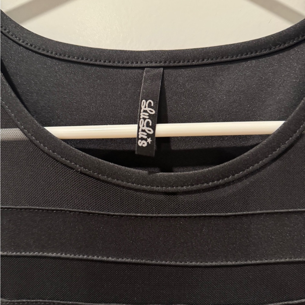 Lulus Black Mesh Trim Fit & Flare Sleeveless Cocktail Dress XS - Picture 5 of 9